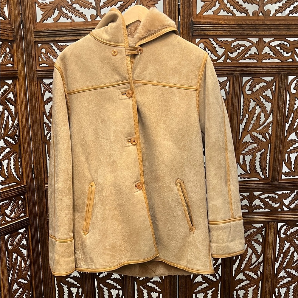 Shearling /Leather Hooded Jacket - image 1